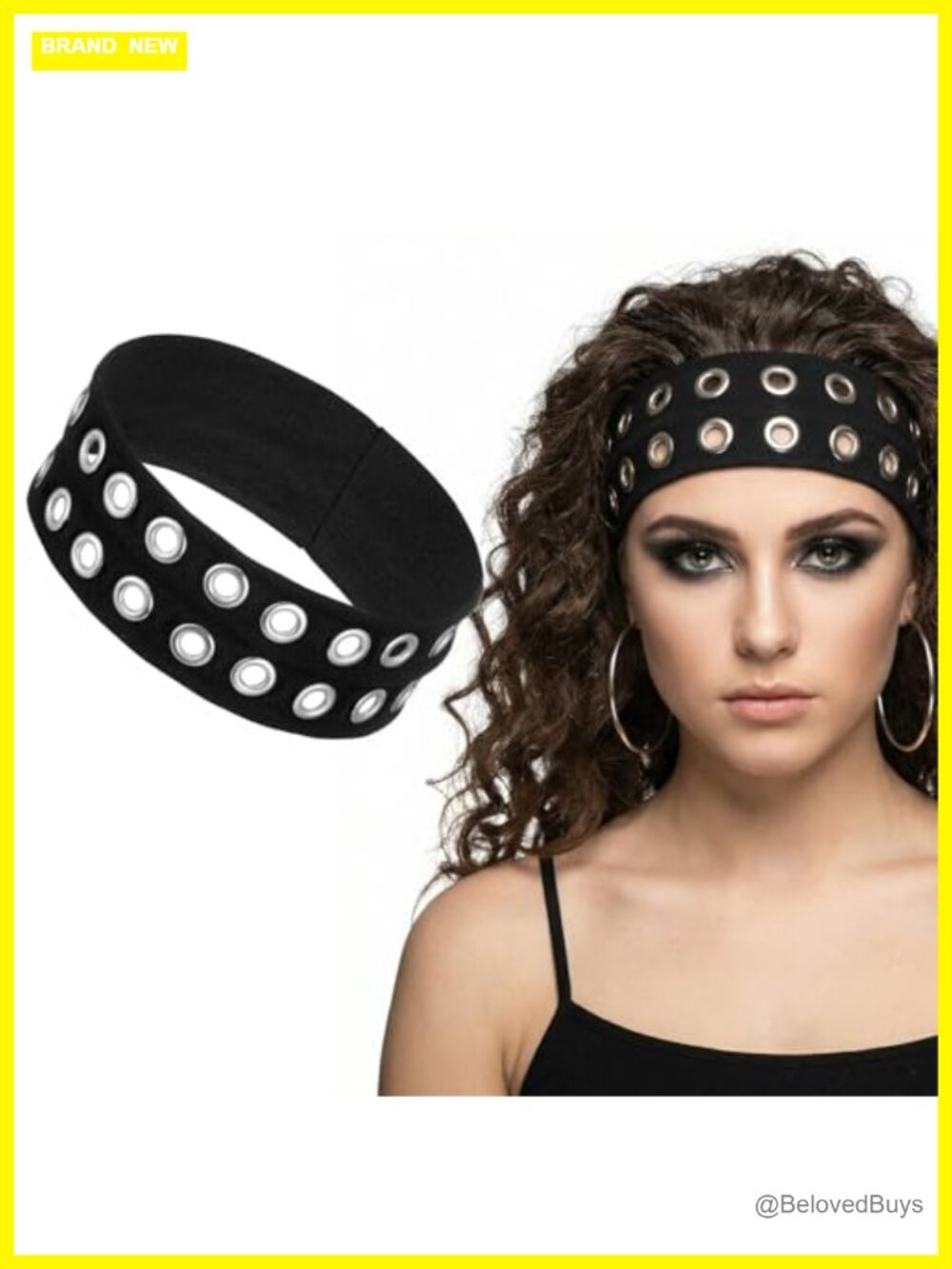 Grommet Eyelet Headband Elastic Punk Goth Hair Accessory